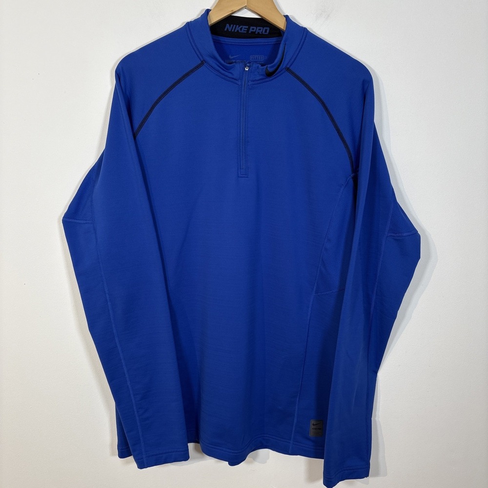 Nike Pro DRI-FIT Sweatshirt Mens  XL  Fitted 1/4 Zip Pullover Athletic Blue Run